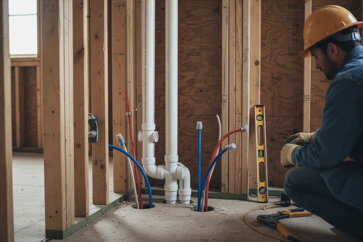 Drain and supply rough-in during Leak Detection in Dellroy